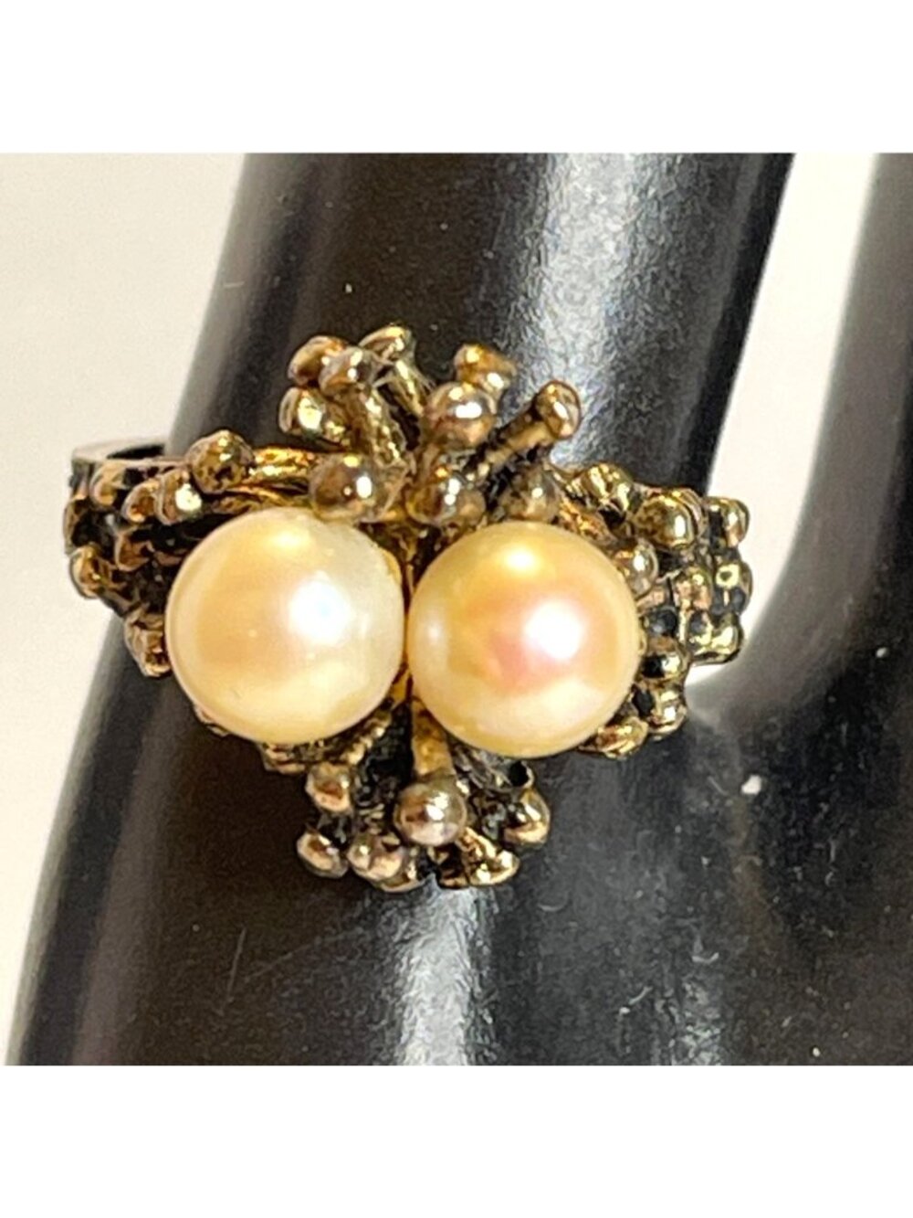 Sterling Pearl Nest Ring MCM Joseph Esposito ESPO Gold Vermeil Size 6.5 Vintage